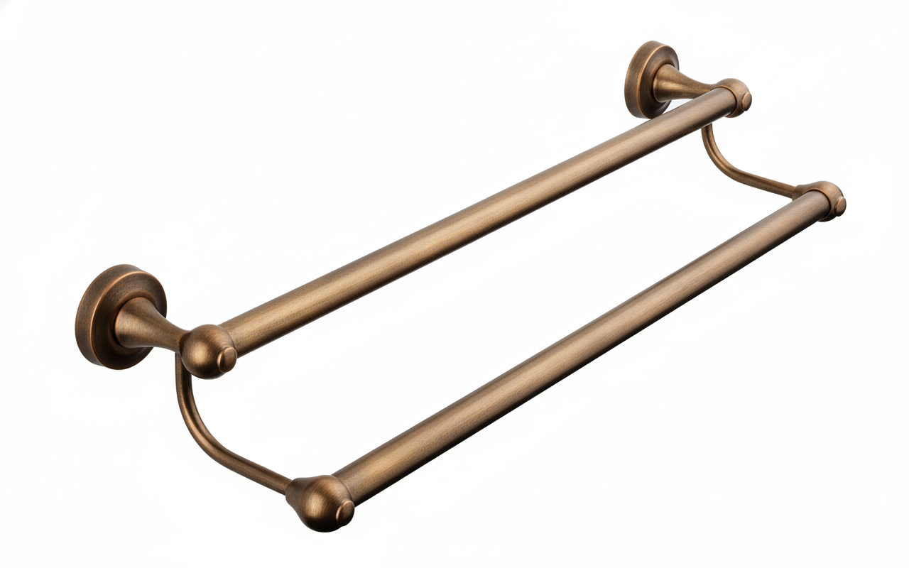 Weathered Copper 600 DOUBLE TOWEL RAIL in a traditional style compatible with Barber Wilsons, Lefroy Brooks, Rudge, and Chadder & Co.