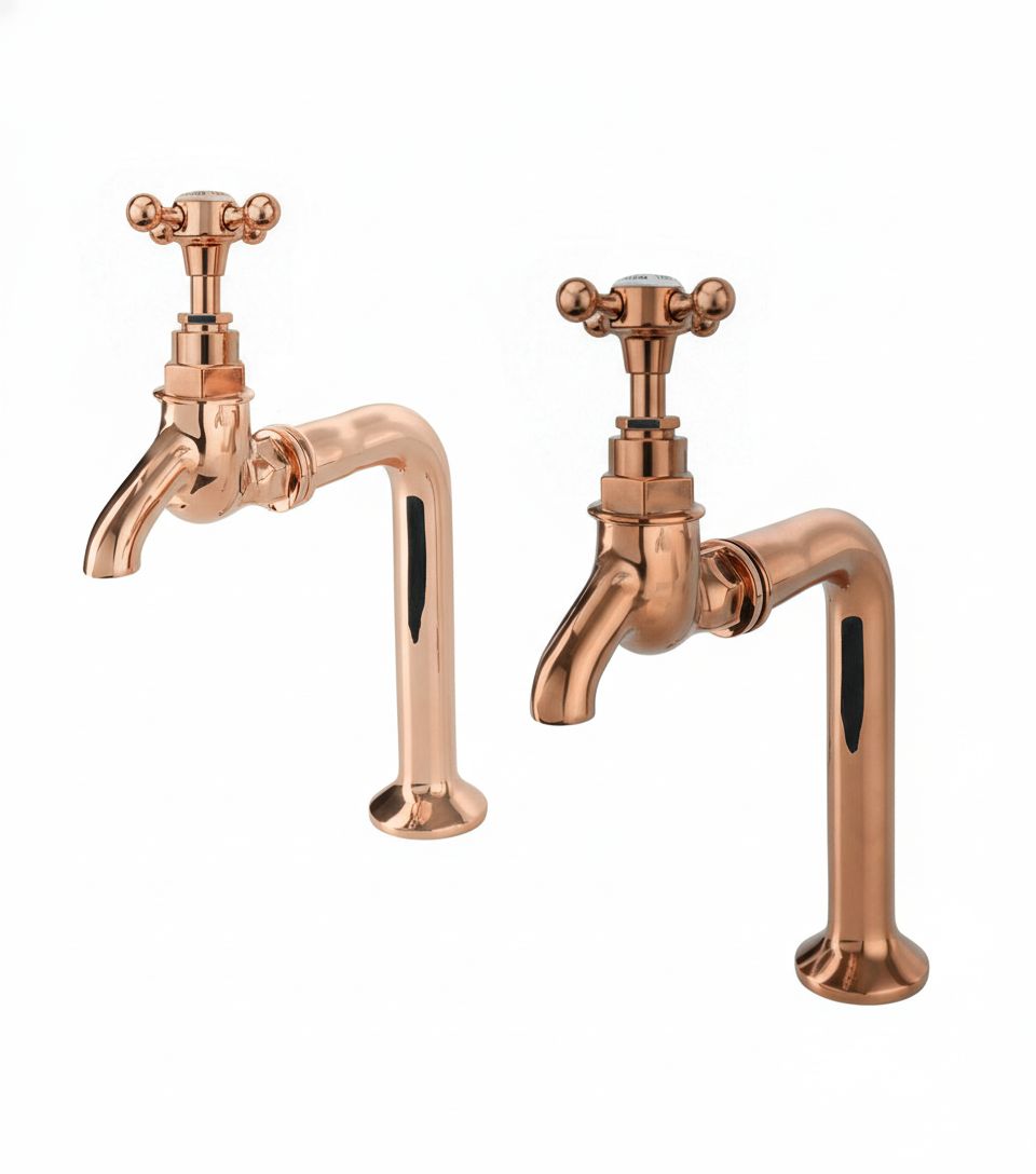 Weathered Copper BIB TAPS STANDARD extention in a traditional style compatible with Barber Wilsons, Lefroy Brooks, Rudge, and Chadder & Co.