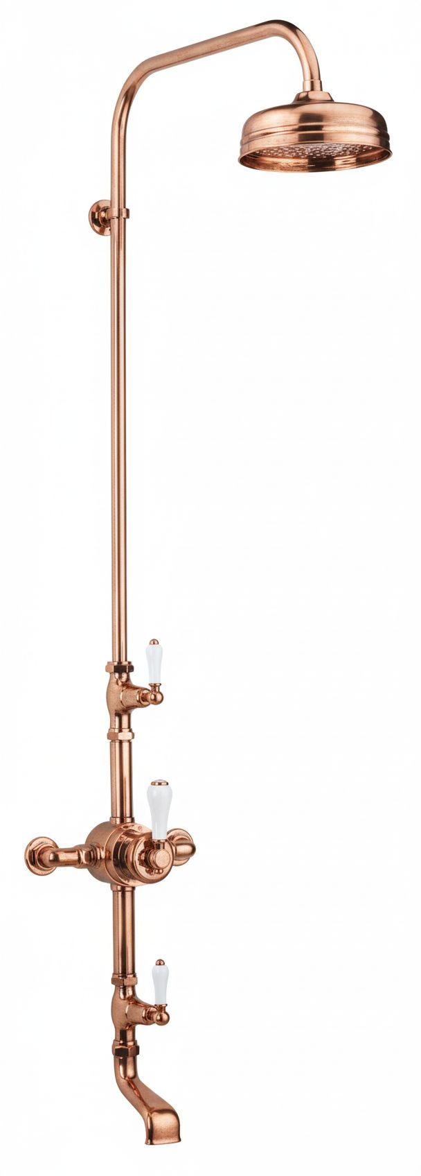 Weathered Copper EXSPOSED THERMOSTATIC SHOWER AND 170MM SPOUT in a traditional style compatible with Barber Wilsons, Lefroy Brooks, Rudge, and Chadder & Co.