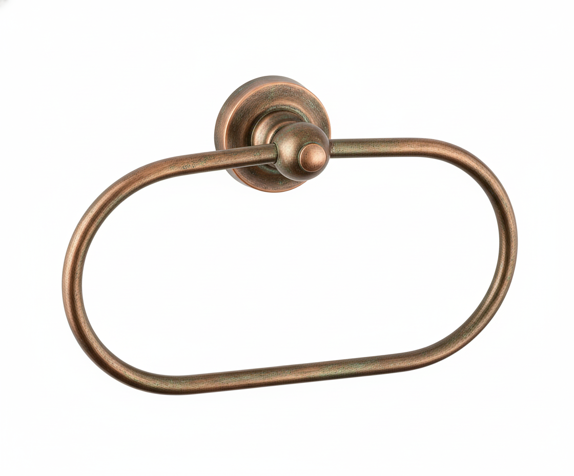 Weathered Copper OVAL TOWEL RAIL in a traditional style compatible with Barber Wilsons, Lefroy Brooks, Rudge, and Chadder & Co.
