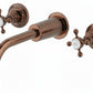 Weathered Copper 3 Holed basin Mixer Wall Mounted in a traditional style compatible with Barber Wilsons, Lefroy Brooks, Rudge, and Chadder & Co.