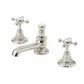 Brushed Nickel 3 holed basin mixer deck mounted in a traditional style compatible with Barber Wilsons, Lefroy Brooks, Rudge, and Chadder & Co.
