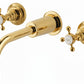 Antique Gold Weathered Brass 3 Holed basin Mixer Wall Mounted in a traditional style compatible with Barber Wilsons, Lefroy Brooks, Rudge, and Chadder & Co.