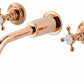 French Copper 3 Holed basin Mixer Wall Mounted in a traditional style compatible with Barber Wilsons, Lefroy Brooks, Rudge, and Chadder & Co.