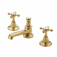 Antique Gold 3 holed basin mixer deck mounted in a traditional style compatible with Barber Wilsons, Lefroy Brooks, Rudge, and Chadder & Co.