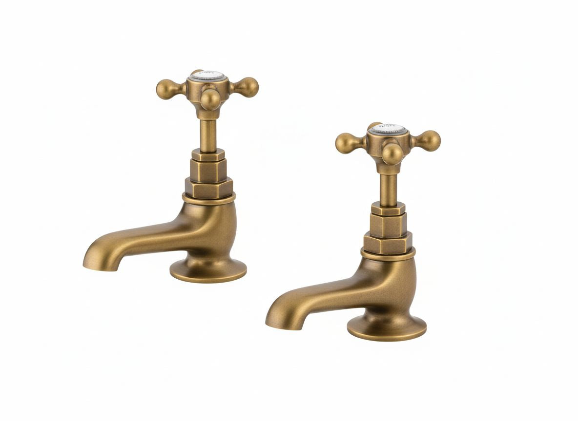 Weathered Brass BASIN TAP LONG NOSED (PN-1640) in a traditional style compatible with Barber Wilsons, Lefroy Brooks, Rudge, and Chadder & Co.