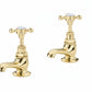 Antique Gold Basin Taps Short Nosed in a traditional style compatible with Barber Wilsons, Lefroy Brooks, Rudge, and Chadder & Co.