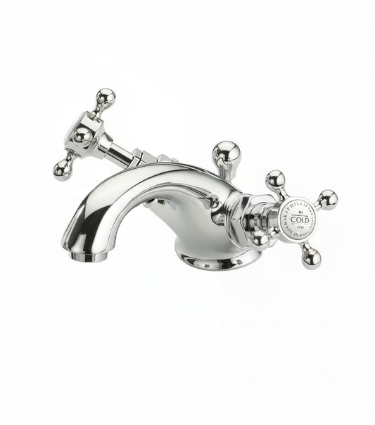Chrome Plate BASIN MIXER SINGLE HOLE in a traditional style compatible with Barber Wilsons, Lefroy Brooks, Rudge, and Chadder & Co.