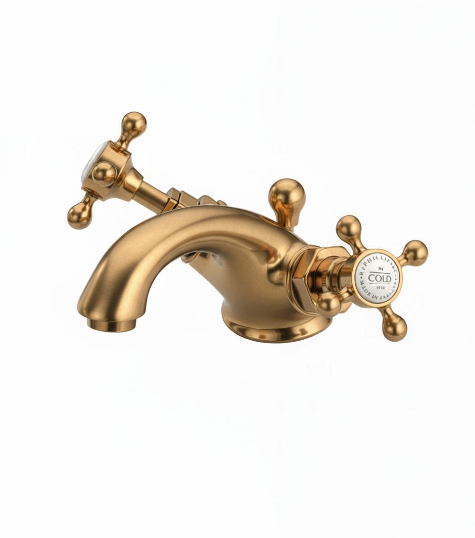Weathered Brass BASIN MIXER SINGLE HOLE in a traditional style compatible with Barber Wilsons, Lefroy Brooks, Rudge, and Chadder & Co.