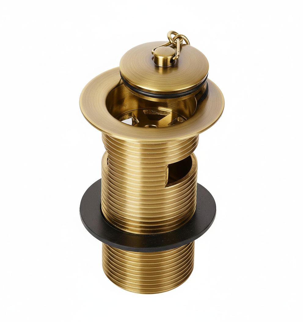 Antique Gold BASIN WASTE in a traditional style compatible with Barber Wilsons, Lefroy Brooks, Rudge, and Chadder & Co.