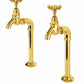Antique Gold BIB TAPS EXTENDED upstand bibs in a traditional style compatible with Barber Wilsons, Lefroy Brooks, Rudge, and Chadder & Co.