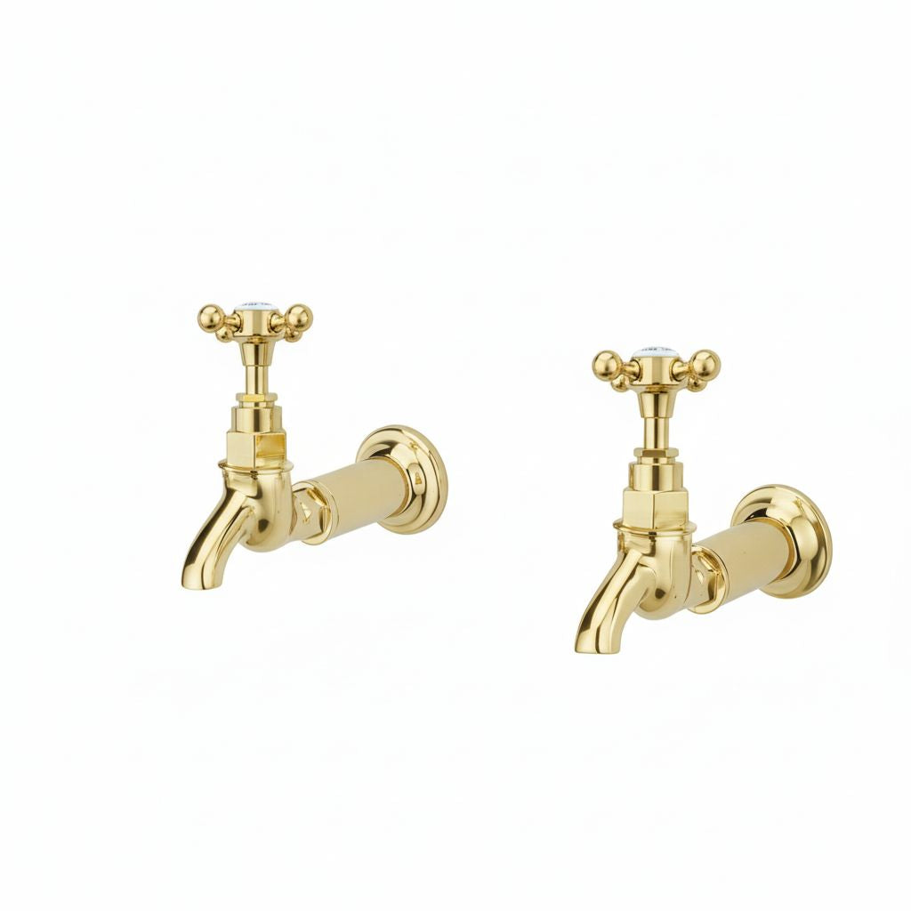 Antique Gold BIB TAPS ONLY in a traditional style compatible with Barber Wilsons, Lefroy Brooks, Rudge, and Chadder & Co.