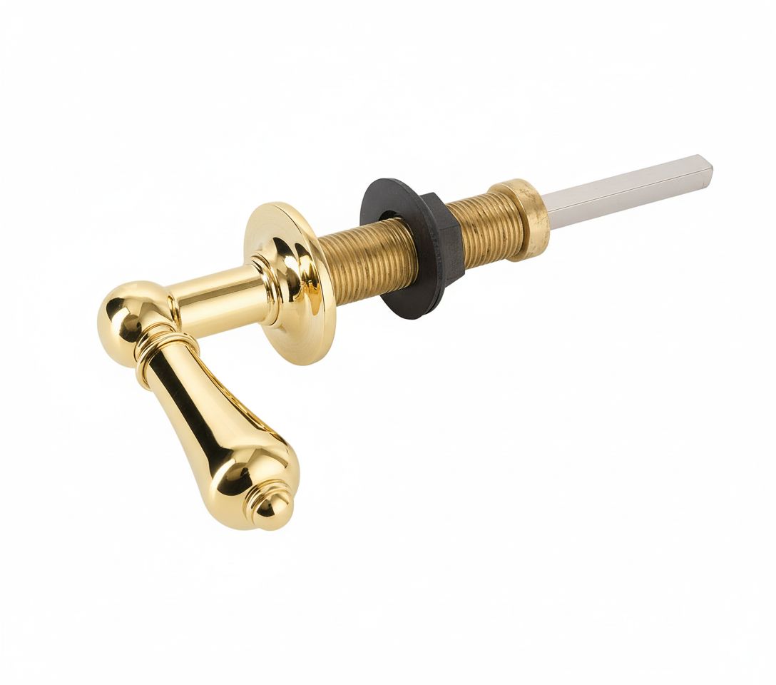 Antique Gold CISTERN LEAVE SOLID HANDLE in a traditional style compatible with Barber Wilsons, Lefroy Brooks, Rudge, and Chadder & Co.