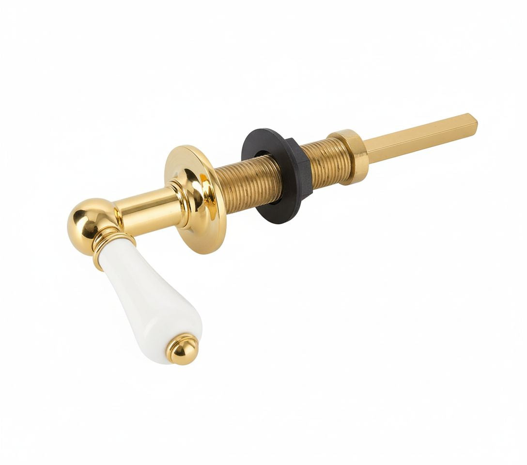 Antique Gold CERAMIC CISTERN LEAVER in a traditional style compatible with Barber Wilsons, Lefroy Brooks, Rudge, and Chadder & Co.