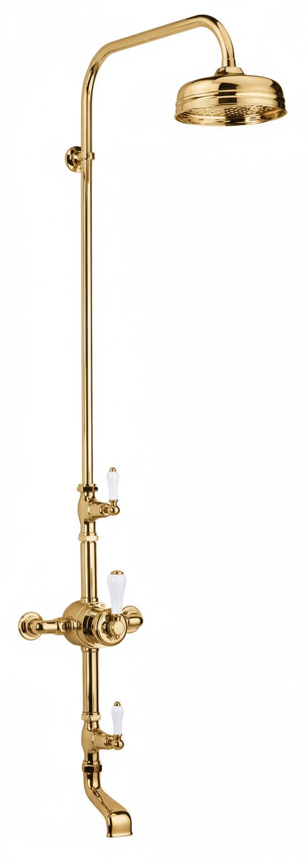 Antique Gold EXSPOSED THERMOSTATIC SHOWER AND 170MM SPOUT in a traditional style compatible with Barber Wilsons, Lefroy Brooks, Rudge, and Chadder & Co.