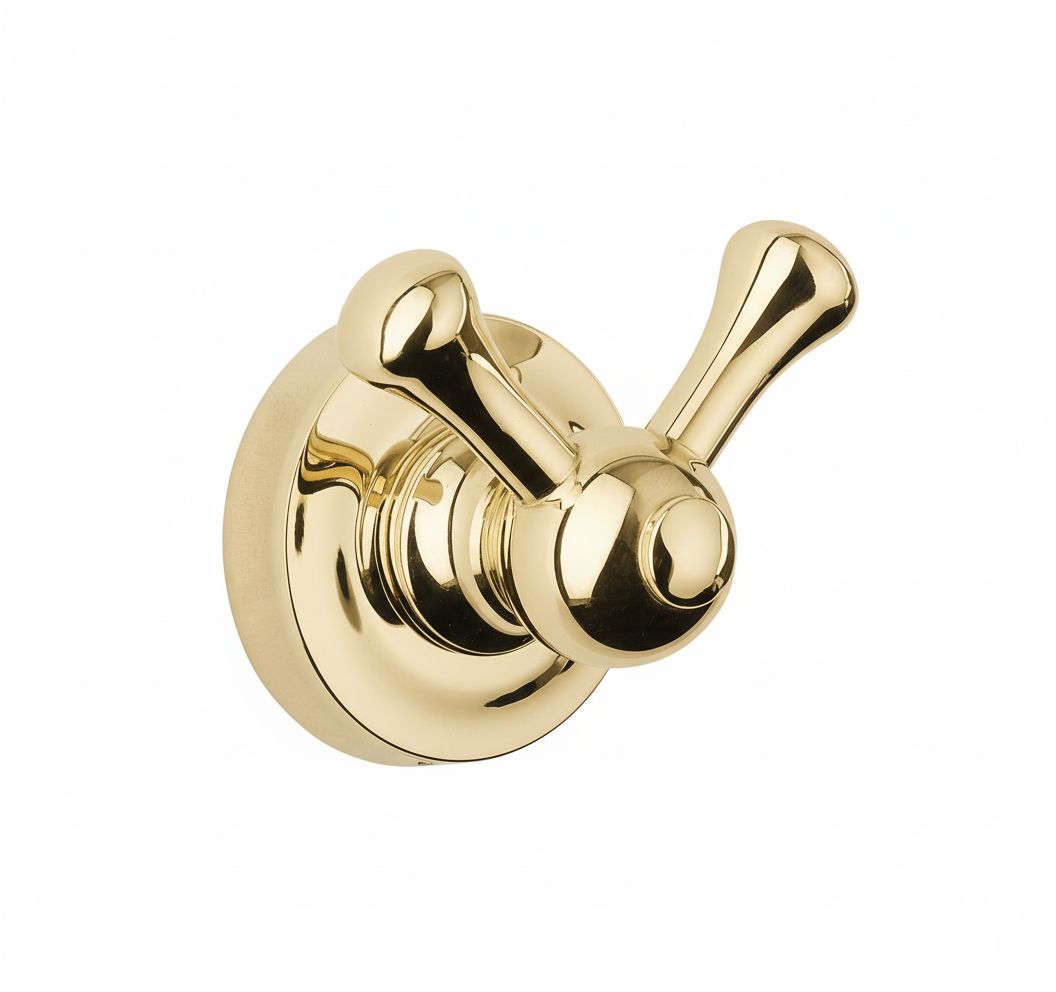 Antique Gold ROBE HOOK 2 ARM in a traditional style compatible with Barber Wilsons, Lefroy Brooks, Rudge, and Chadder & Co.