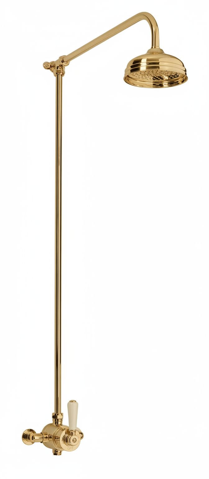 Antique Gold EXSPOSED THERMOSTATIC SHOWER STANDARD SMALL TBHERMO in a traditional style compatible with Barber Wilsons, Lefroy Brooks, Rudge, and Chadder & Co.