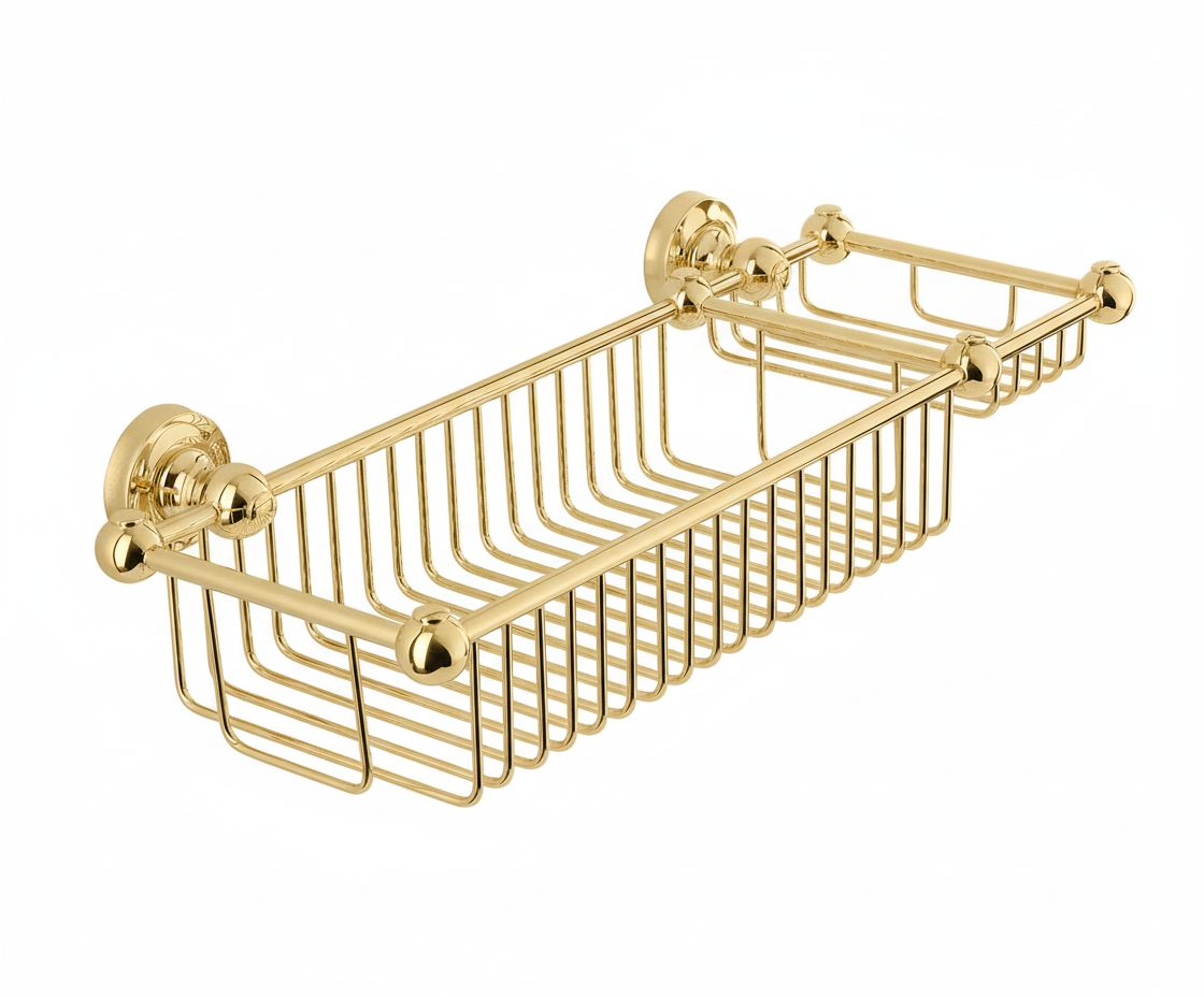 Antique Gold SPONGE AND SOAP BASKET in a traditional style compatible with Barber Wilsons, Lefroy Brooks, Rudge, and Chadder & Co.