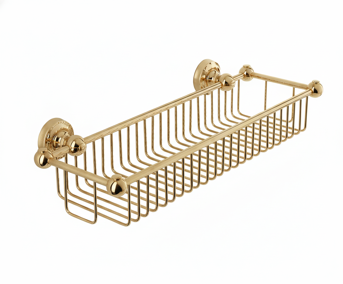 Antique Gold SPONGE BASKET in a traditional style compatible with Barber Wilsons, Lefroy Brooks, Rudge, and Chadder & Co.