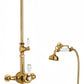 Antique Gold EXSPOSED THERMOSTATIC SHOWER AND HANDSET CRADLE KIT in a traditional style compatible with Barber Wilsons, Lefroy Brooks, Rudge, and Chadder & Co.