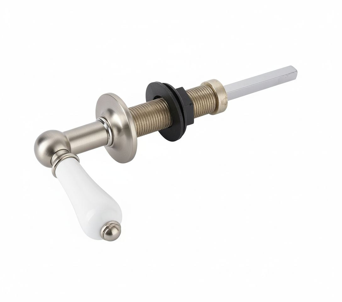 Brushed Nickel CERAMIC CISTERN LEAVER in a traditional style compatible with Barber Wilsons, Lefroy Brooks, Rudge, and Chadder & Co.