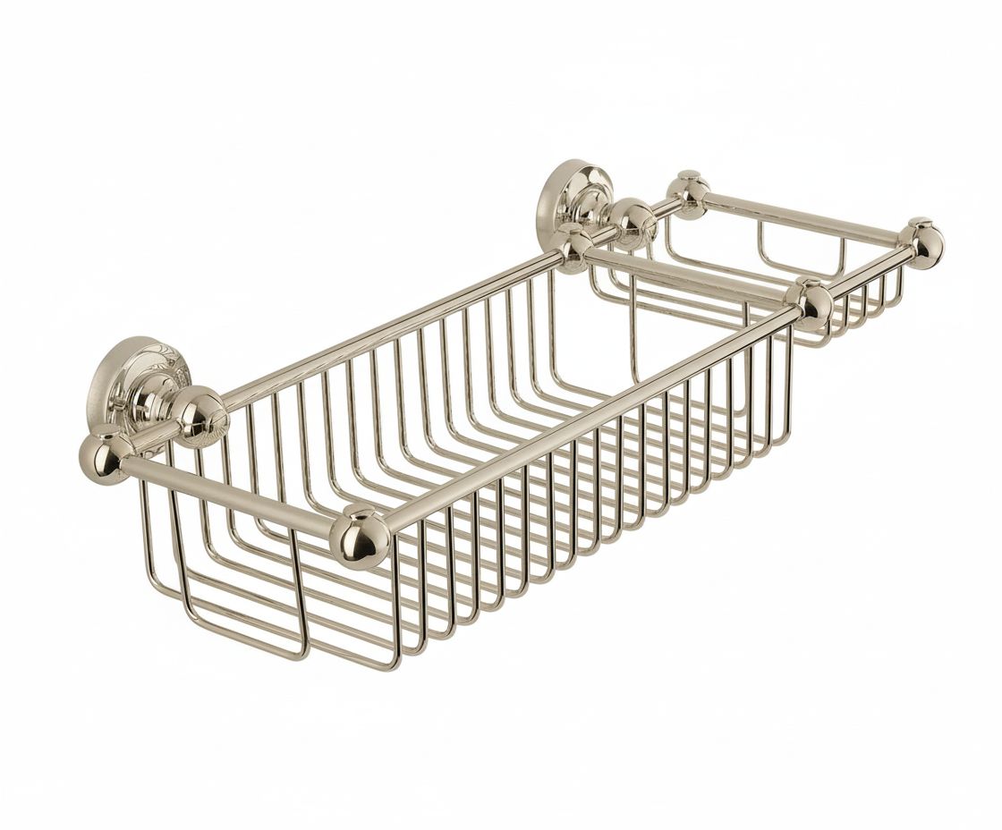 Nickel Plate SPONGE AND SOAP BASKET in a traditional style compatible with Barber Wilsons, Lefroy Brooks, Rudge, and Chadder & Co.