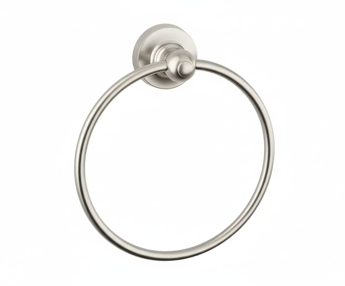 Brushed Nickel TOWEL RING in a traditional style compatible with Barber Wilsons, Lefroy Brooks, Rudge, and Chadder & Co.