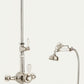 Brushed Nickel EXSPOSED THERMOSTATIC SHOWER AND HANDSET CRADLE KIT in a traditional style compatible with Barber Wilsons, Lefroy Brooks, Rudge, and Chadder & Co.