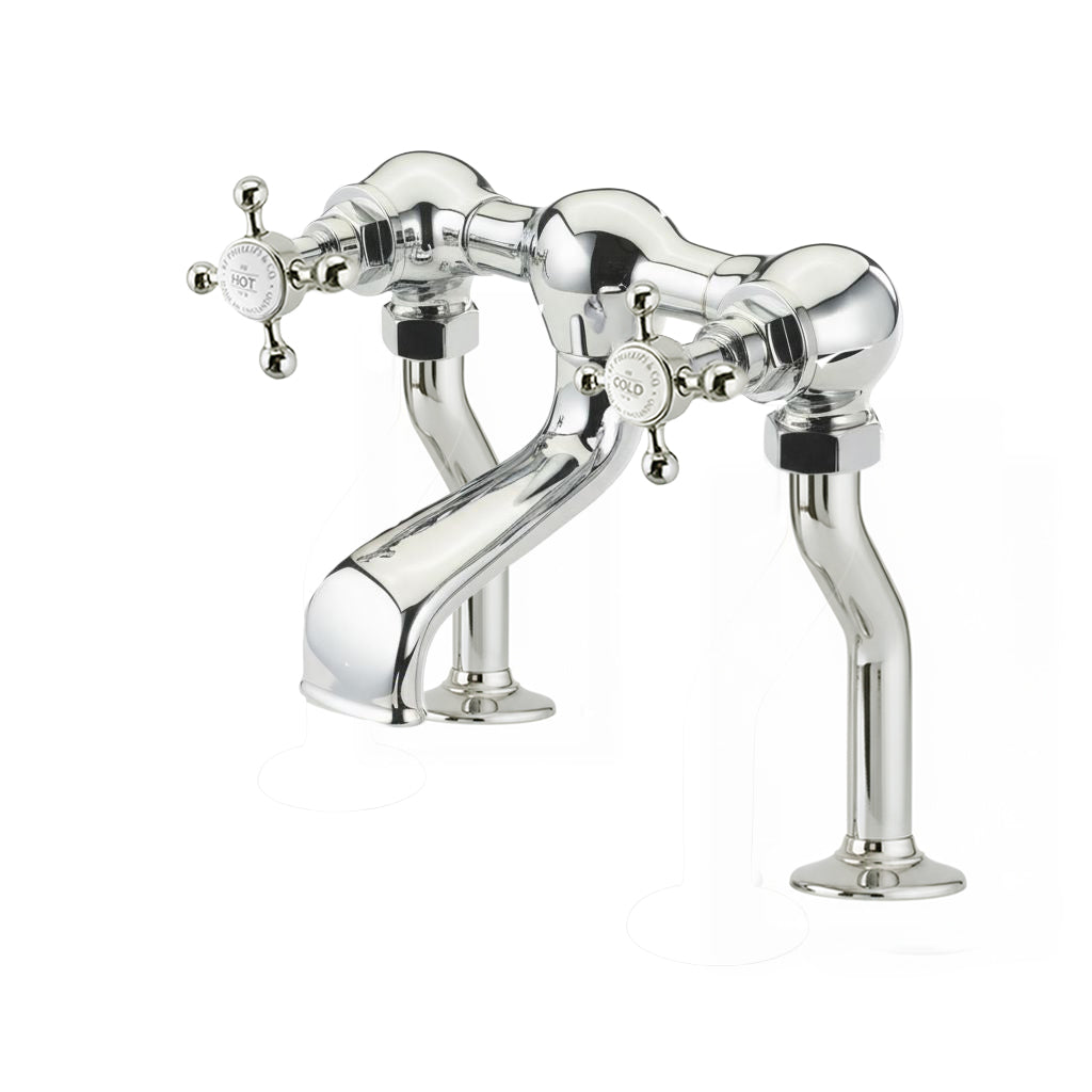 Chrome Plate Bath Filler Deck  Mounted in a traditional style compatible with Barber Wilsons, Lefroy Brooks, Rudge, and Chadder & Co.