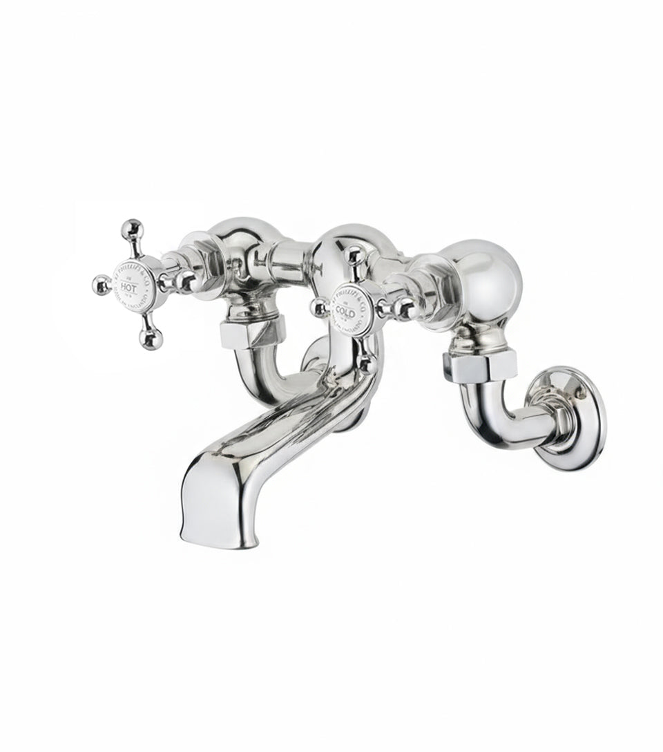 Chrome Plate Bath Filler Wall Mounted in a traditional style compatible with Barber Wilsons, Lefroy Brooks, Rudge, and Chadder & Co.