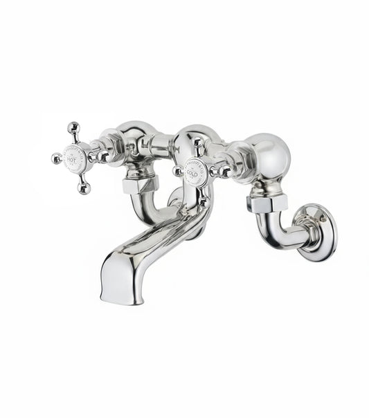Chrome Plate Bath Filler Wall Mounted in a traditional style compatible with Barber Wilsons, Lefroy Brooks, Rudge, and Chadder & Co.