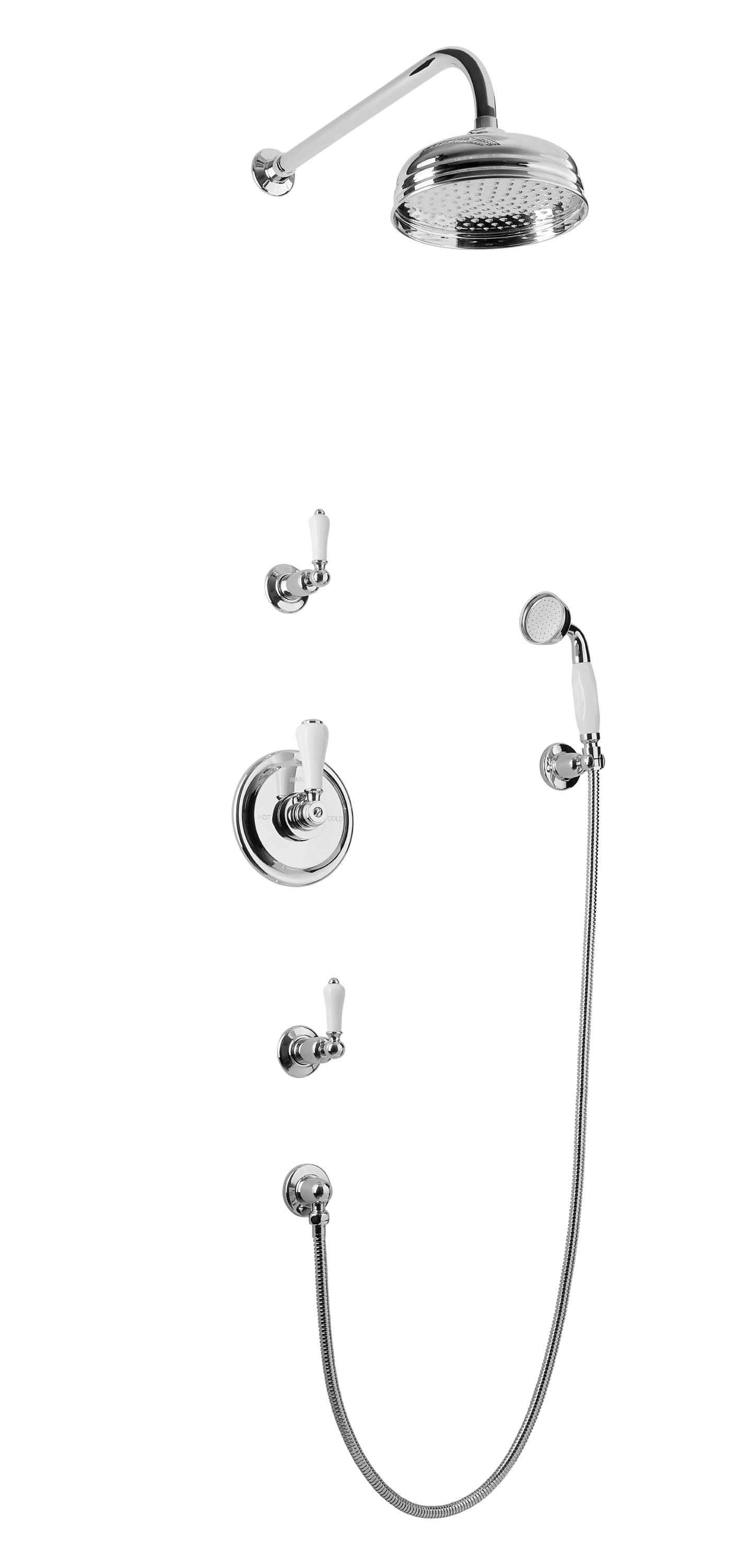 Chrome Plate Concealed Shower With Handset Hook Kit in a traditional style compatible with Barber Wilsons, Lefroy Brooks, Rudge, and Chadder & Co.