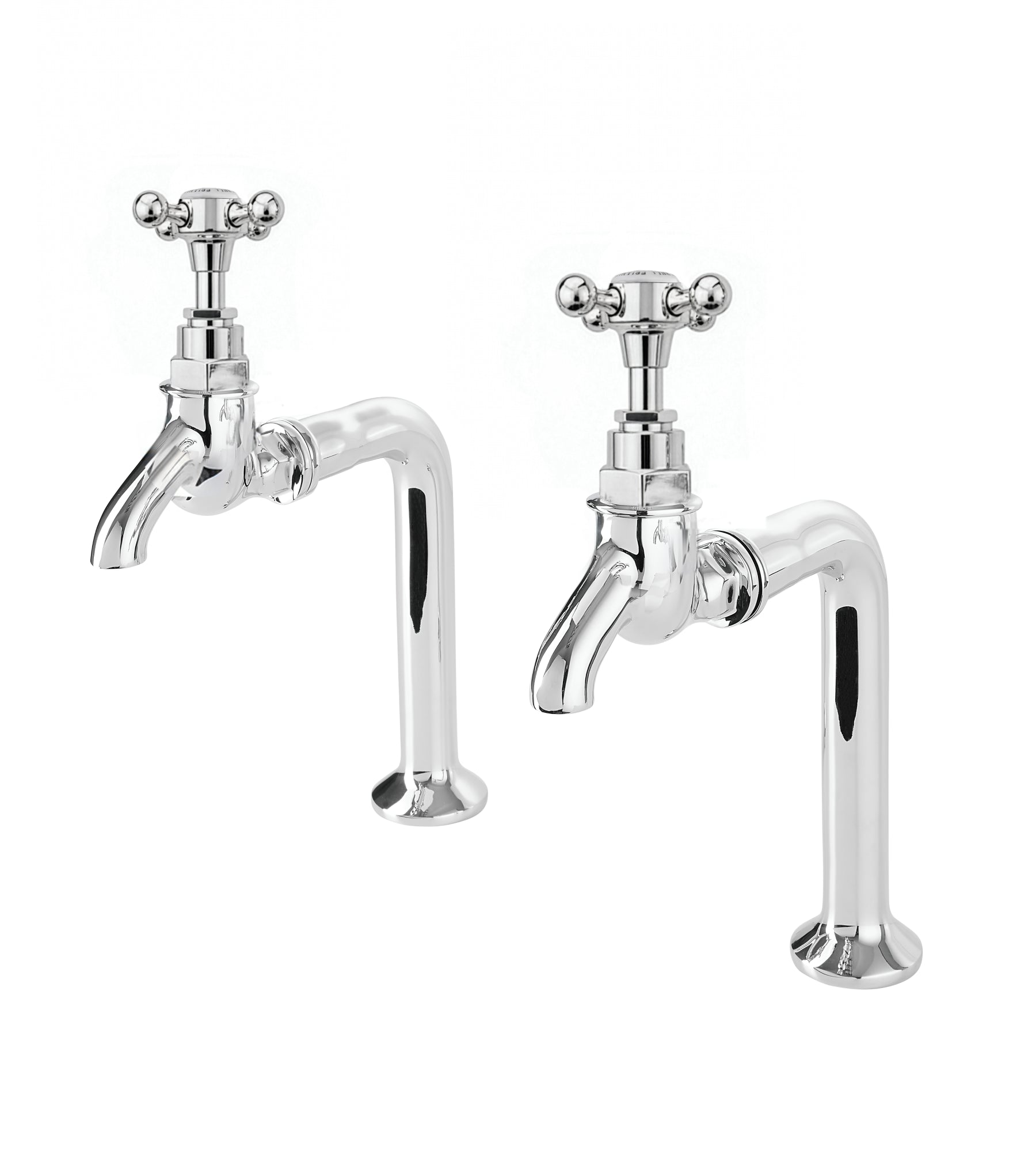 Chrome Plate BIB TAPS STANDARD extention in a traditional style compatible with Barber Wilsons, Lefroy Brooks, Rudge, and Chadder & Co.