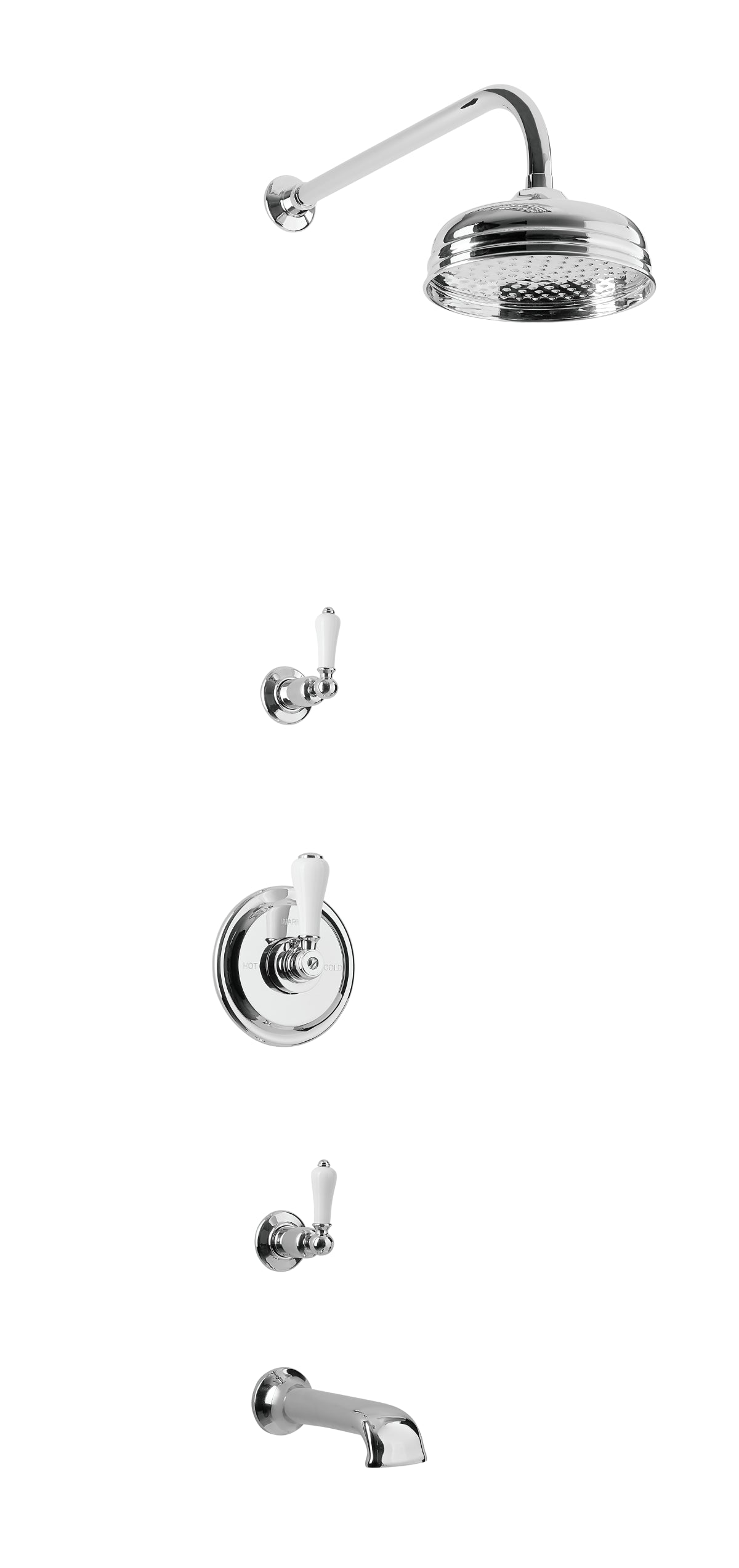 Chrome Plate CONCEALED THERMOSTATIC  SHOWER WITH  220MM SPOUT in a traditional style compatible with Barber Wilsons, Lefroy Brooks, Rudge, and Chadder & Co.