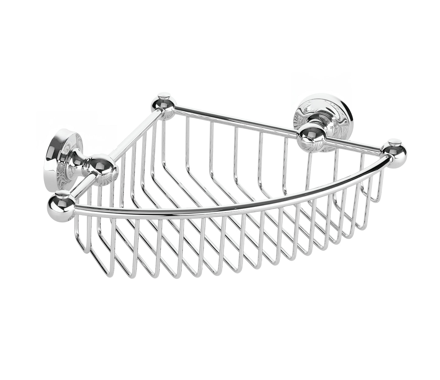 Chrome Plate CORNER BASKET in a traditional style compatible with Barber Wilsons, Lefroy Brooks, Rudge, and Chadder & Co.
