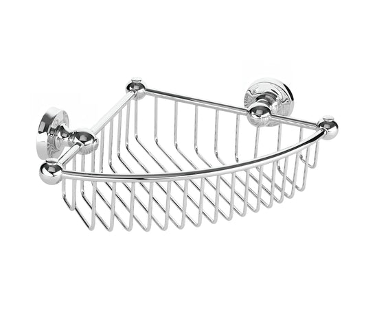 Chrome Plate CORNER BASKET in a traditional style compatible with Barber Wilsons, Lefroy Brooks, Rudge, and Chadder & Co.
