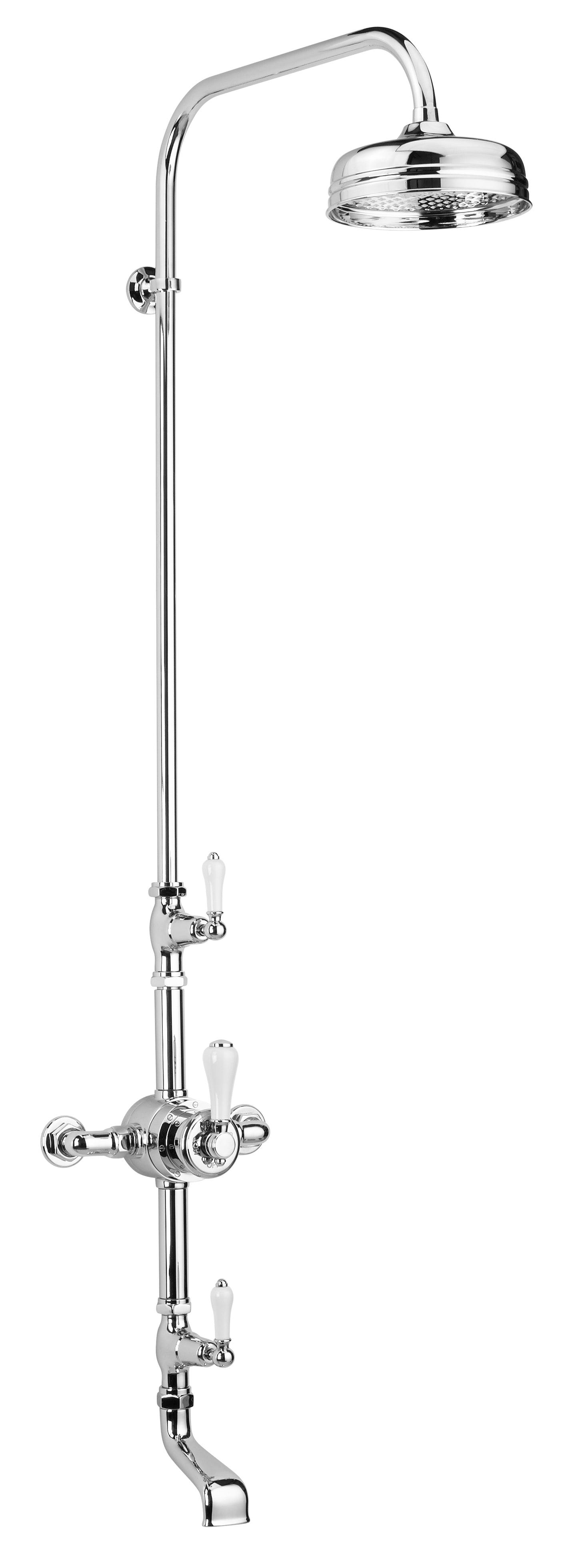 Chrome Plate EXSPOSED THERMOSTATIC SHOWER AND 170MM SPOUT in a traditional style compatible with Barber Wilsons, Lefroy Brooks, Rudge, and Chadder & Co.