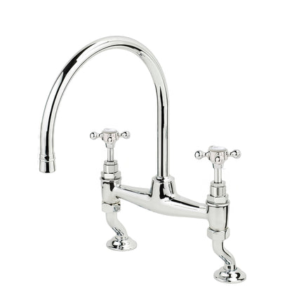 Chrome Plate KITCHEN MIXE WITH SWANECK in a traditional style compatible with Barber Wilsons, Lefroy Brooks, Rudge, and Chadder & Co.