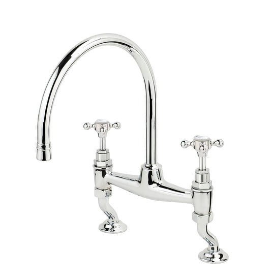 Chrome Plate KITCHEN MIXE WITH SWANECK in a traditional style compatible with Barber Wilsons, Lefroy Brooks, Rudge, and Chadder & Co.