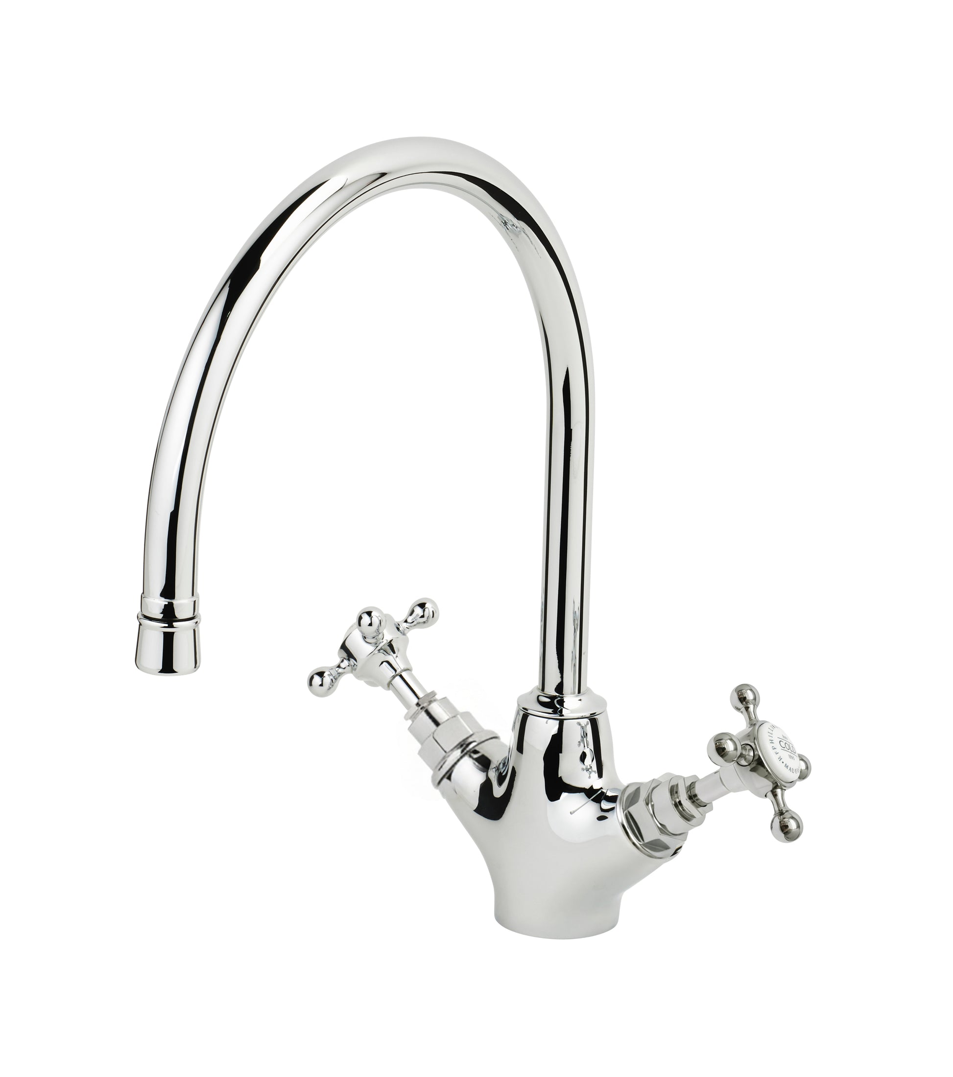 Chrome Plate KITCHEN MIXER SINGLE HOLE in a traditional style compatible with Barber Wilsons, Lefroy Brooks, Rudge, and Chadder & Co.
