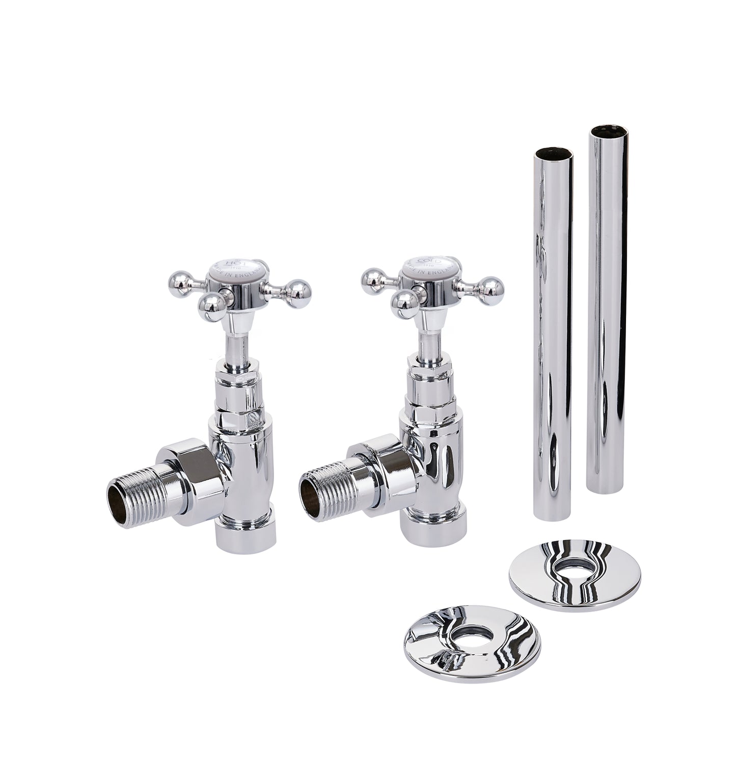 Chrome Plate RADIATOR VALES in a traditional style compatible with Barber Wilsons, Lefroy Brooks, Rudge, and Chadder & Co.