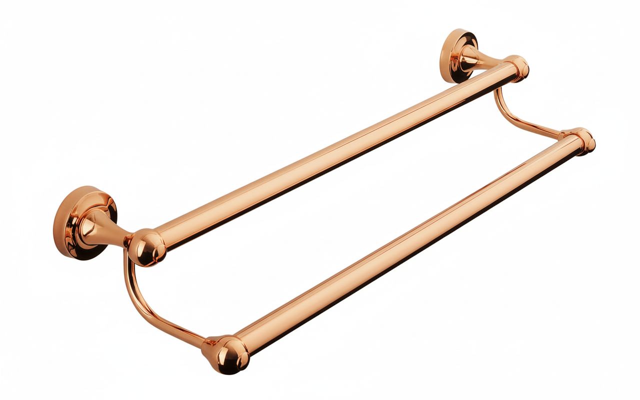 French Copper 600 DOUBLE TOWEL RAIL in a traditional style compatible with Barber Wilsons, Lefroy Brooks, Rudge, and Chadder & Co.