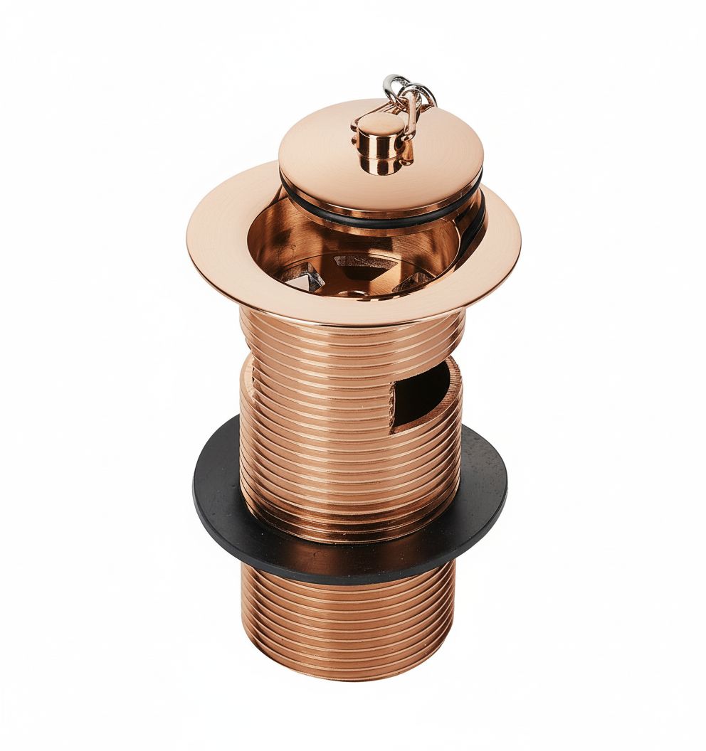 French Copper BASIN WASTE in a traditional style compatible with Barber Wilsons, Lefroy Brooks, Rudge, and Chadder & Co.