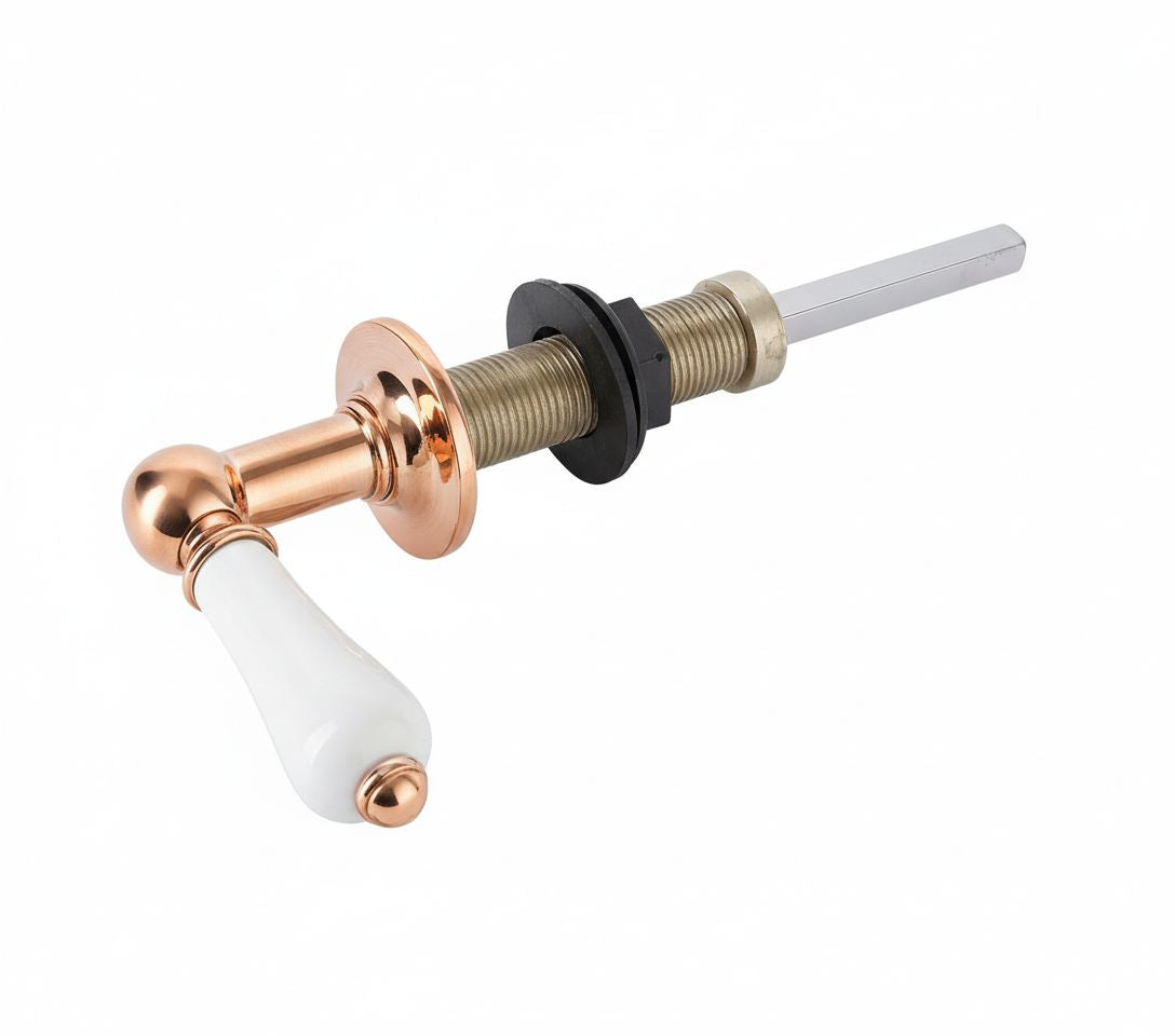 French Copper CERAMIC CISTERN LEAVER in a traditional style compatible with Barber Wilsons, Lefroy Brooks, Rudge, and Chadder & Co.