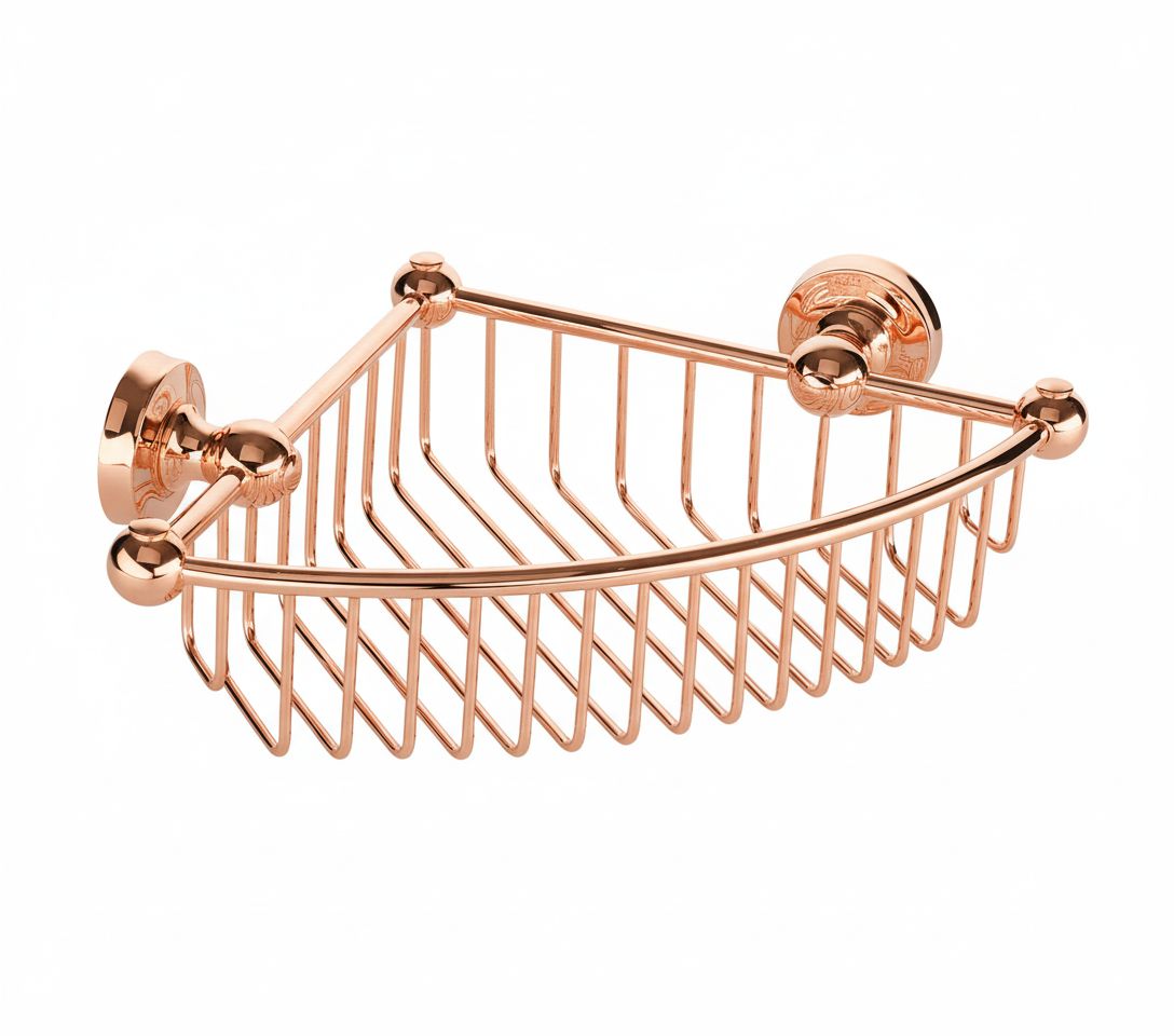 French Copper CORNER BASKET in a traditional style compatible with Barber Wilsons, Lefroy Brooks, Rudge, and Chadder & Co.