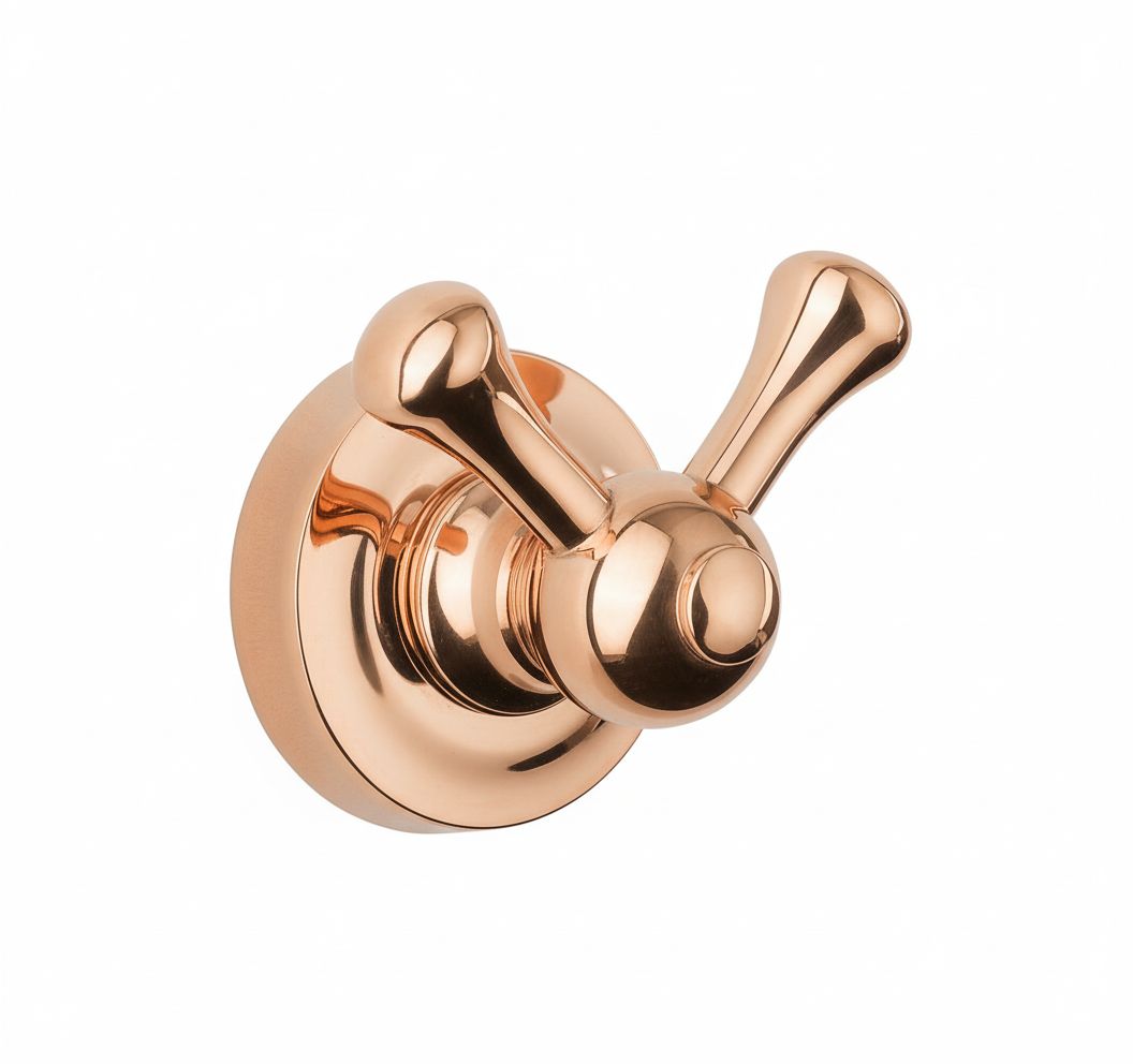 French Copper ROBE HOOK 2 ARM in a traditional style compatible with Barber Wilsons, Lefroy Brooks, Rudge, and Chadder & Co.