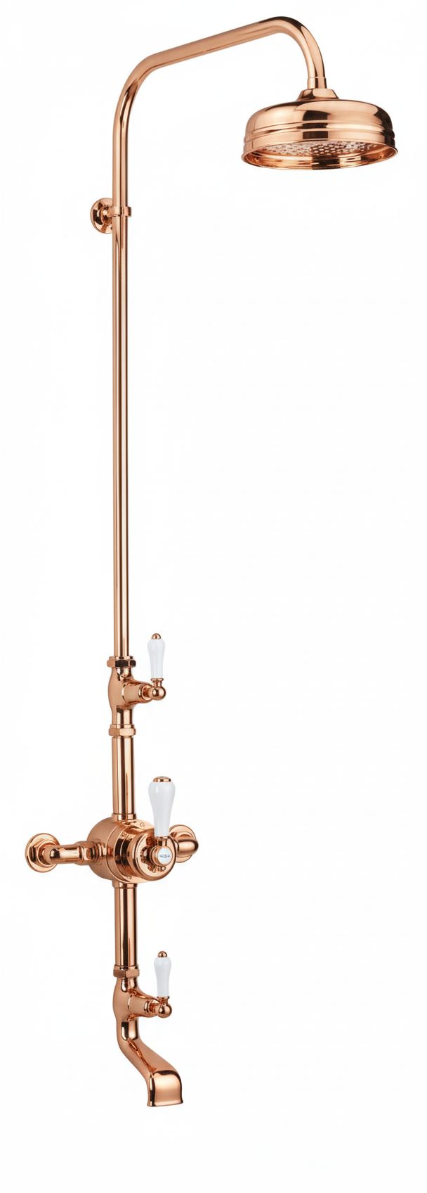 French Copper EXSPOSED THERMOSTATIC SHOWER AND 170MM SPOUT in a traditional style compatible with Barber Wilsons, Lefroy Brooks, Rudge, and Chadder & Co.