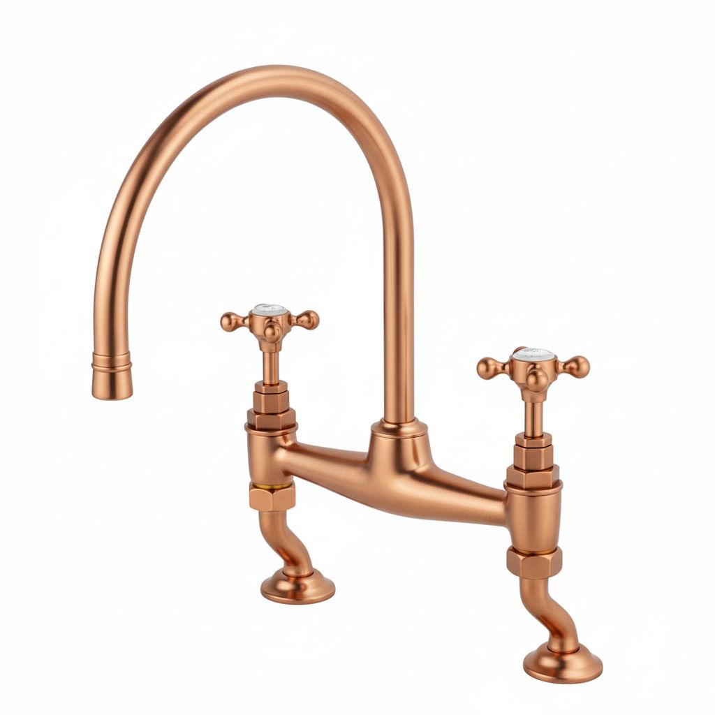French Copper KITCHEN MIXE WITH SWANECK in a traditional style compatible with Barber Wilsons, Lefroy Brooks, Rudge, and Chadder & Co.