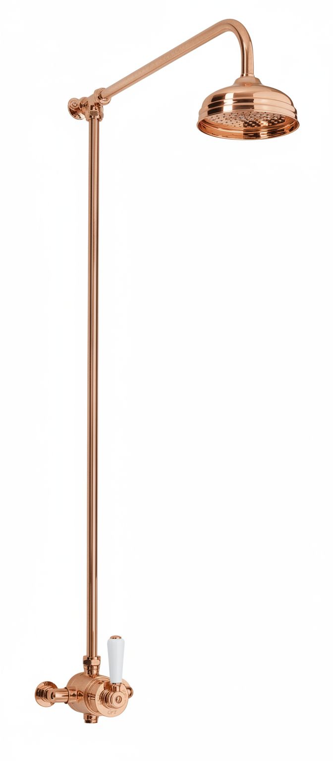 French Copper EXSPOSED THERMOSTATIC SHOWER STANDARD SMALL TBHERMO in a traditional style compatible with Barber Wilsons, Lefroy Brooks, Rudge, and Chadder & Co.