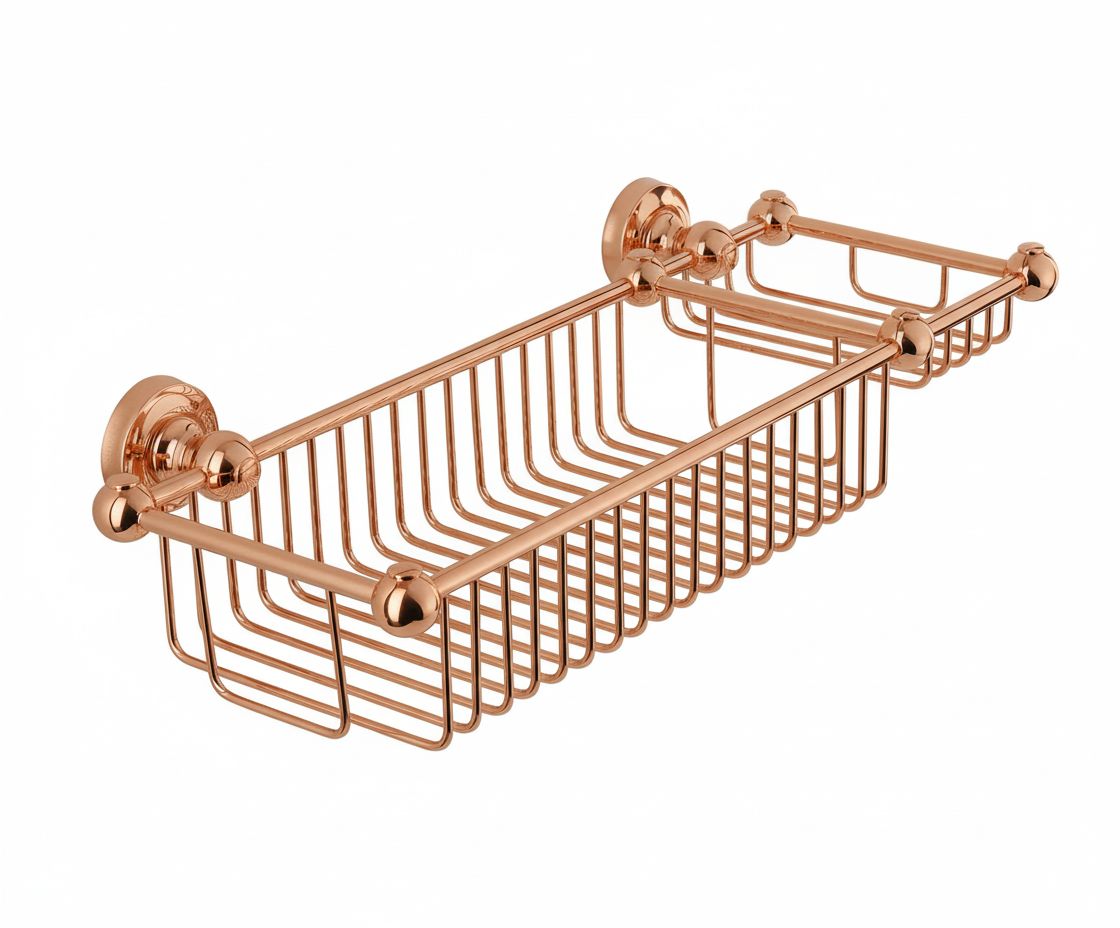 French Copper SPONGE AND SOAP BASKET in a traditional style compatible with Barber Wilsons, Lefroy Brooks, Rudge, and Chadder & Co.